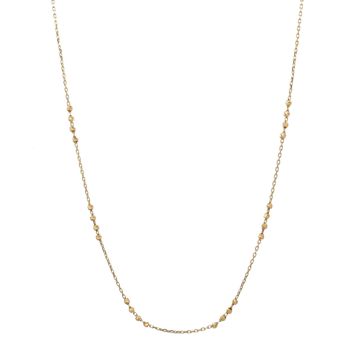 14K solid gold 24-beads diamond cut station necklace - workshopunderground.com