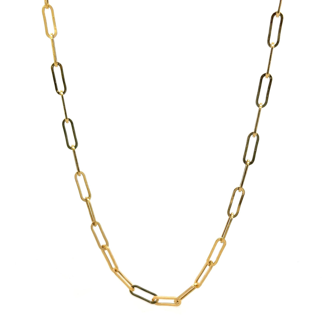 14K solid gold bold paperclip chain necklace - workshopunderground.com
