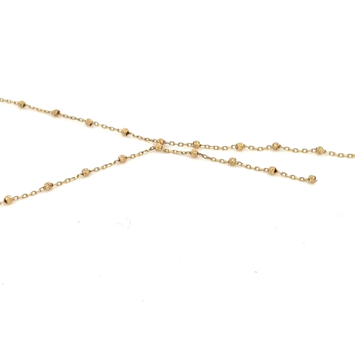 14K solid gold diamond cut beaded bolo lariat necklace - workshopunderground.com