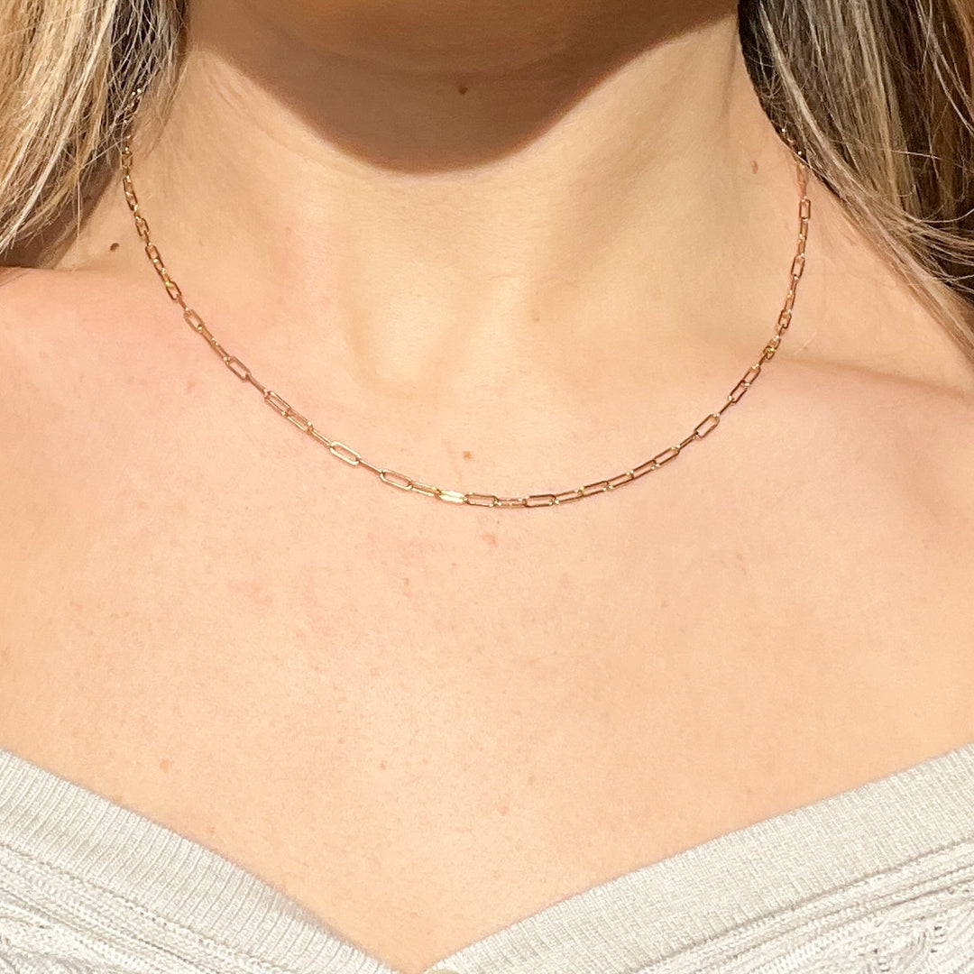 14K solid gold paperclip necklace - workshopunderground.com