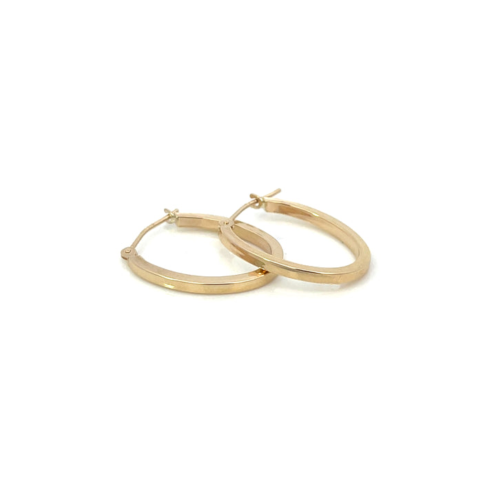 14K Flat Edge Oval Hoops, small