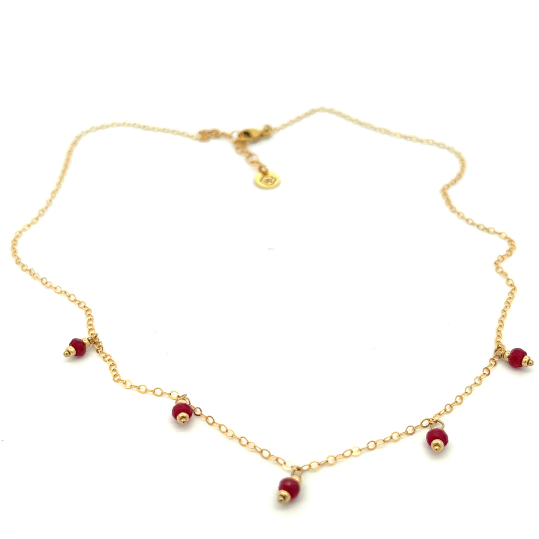 silk road - ruby dangle charm necklace - workshopunderground.com