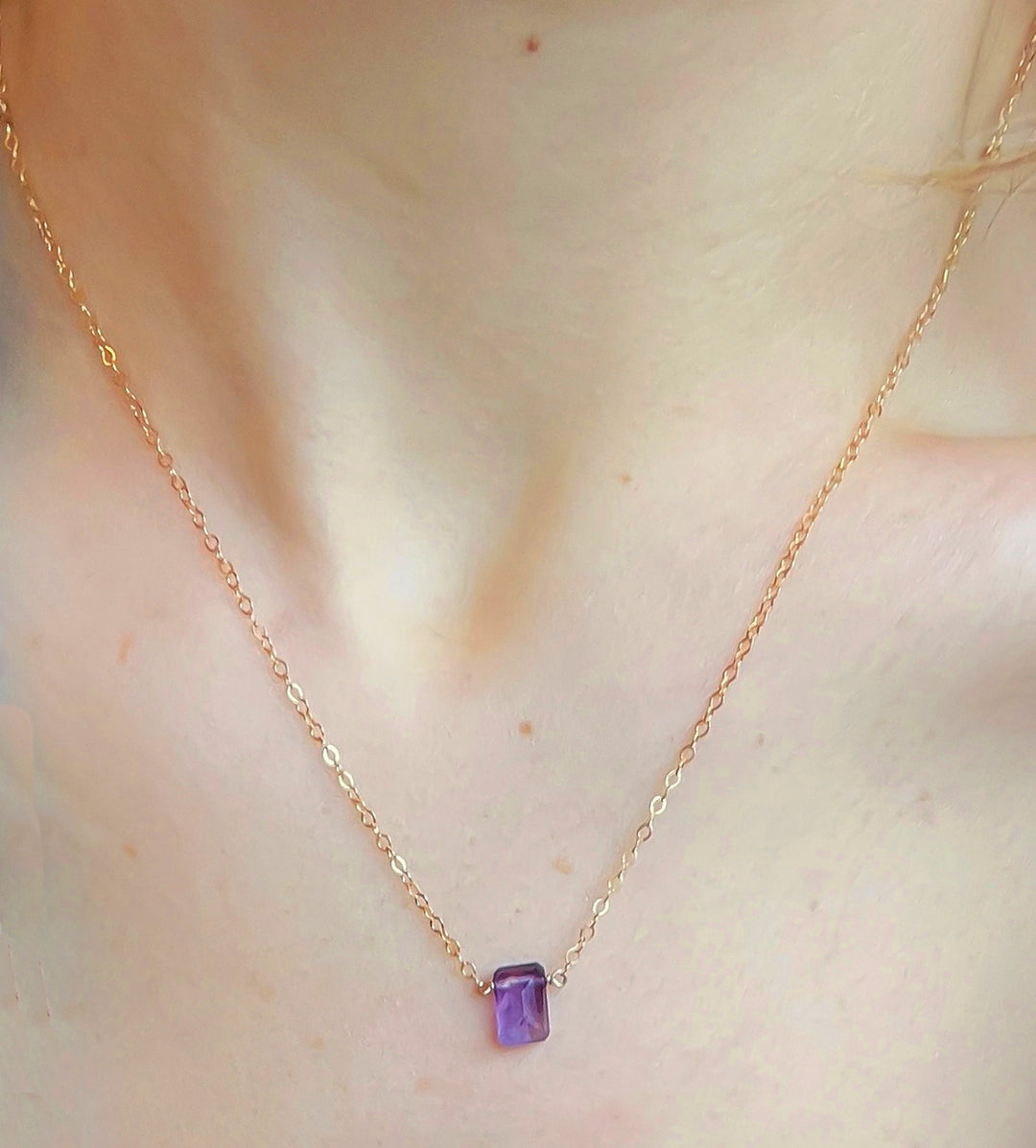 L'amethyste baguette necklace - natural amethyst - workshopunderground.com