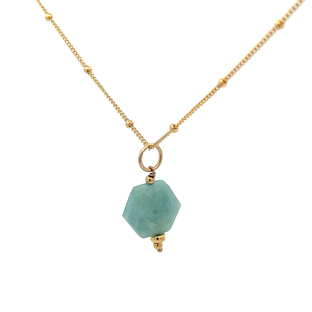 aegean - aquamarine hexagonal pendant necklace - workshopunderground.com