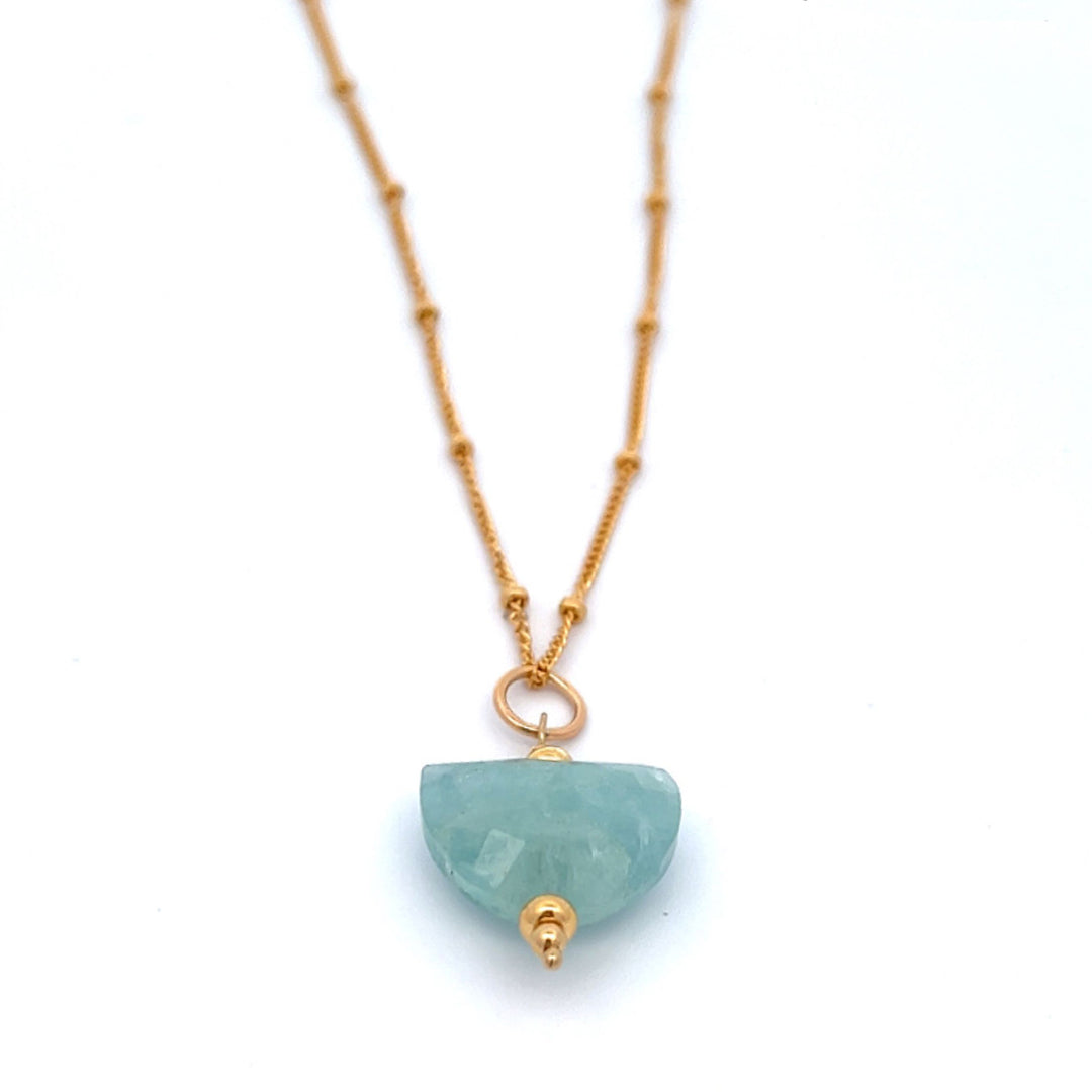 aegean - crescent aquamarine pendant necklace - workshopunderground.com