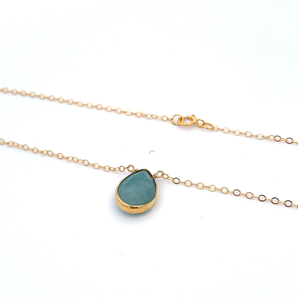 aegean - aquamarine rain drop necklace - workshopunderground.com