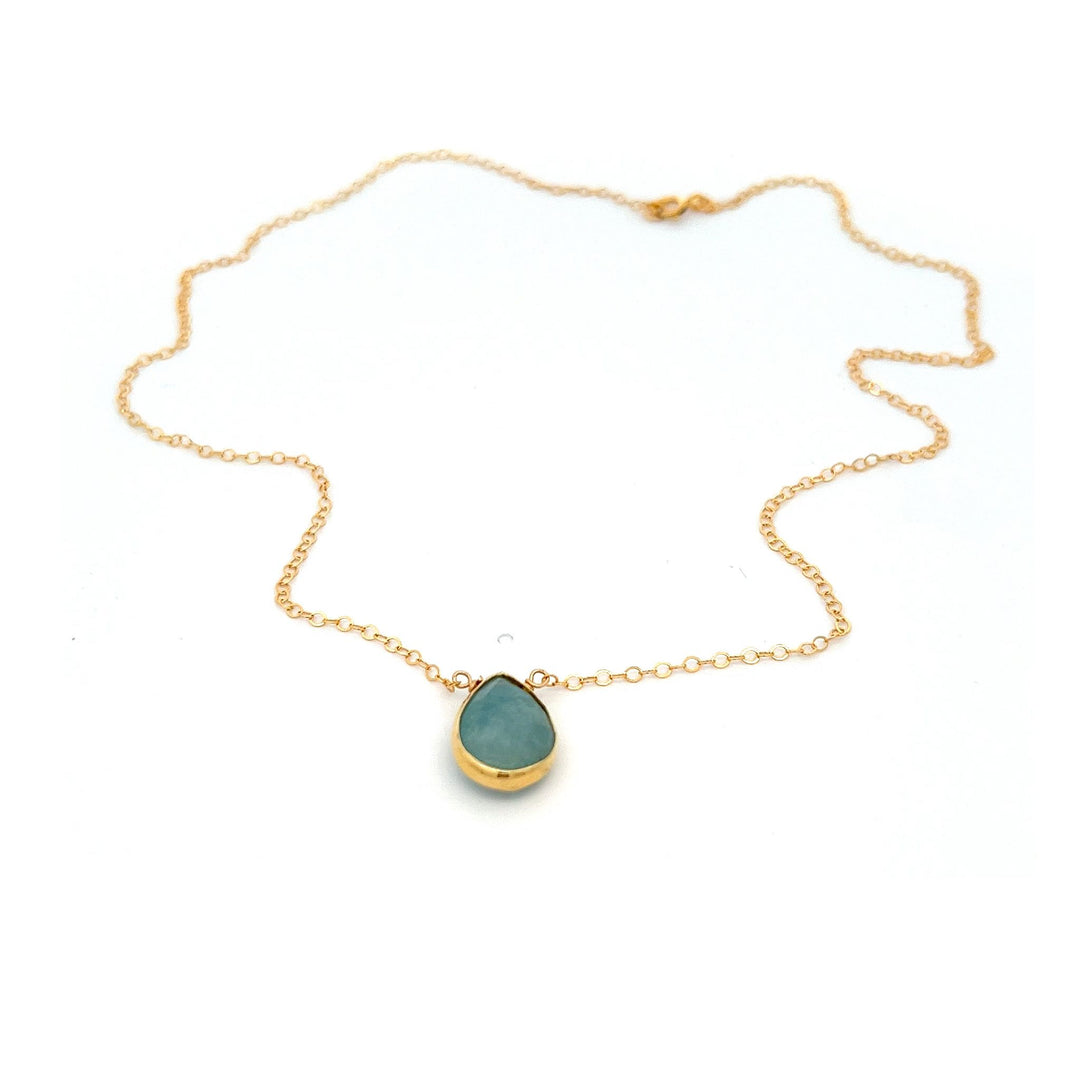 aegean - aquamarine rain drop necklace - workshopunderground.com