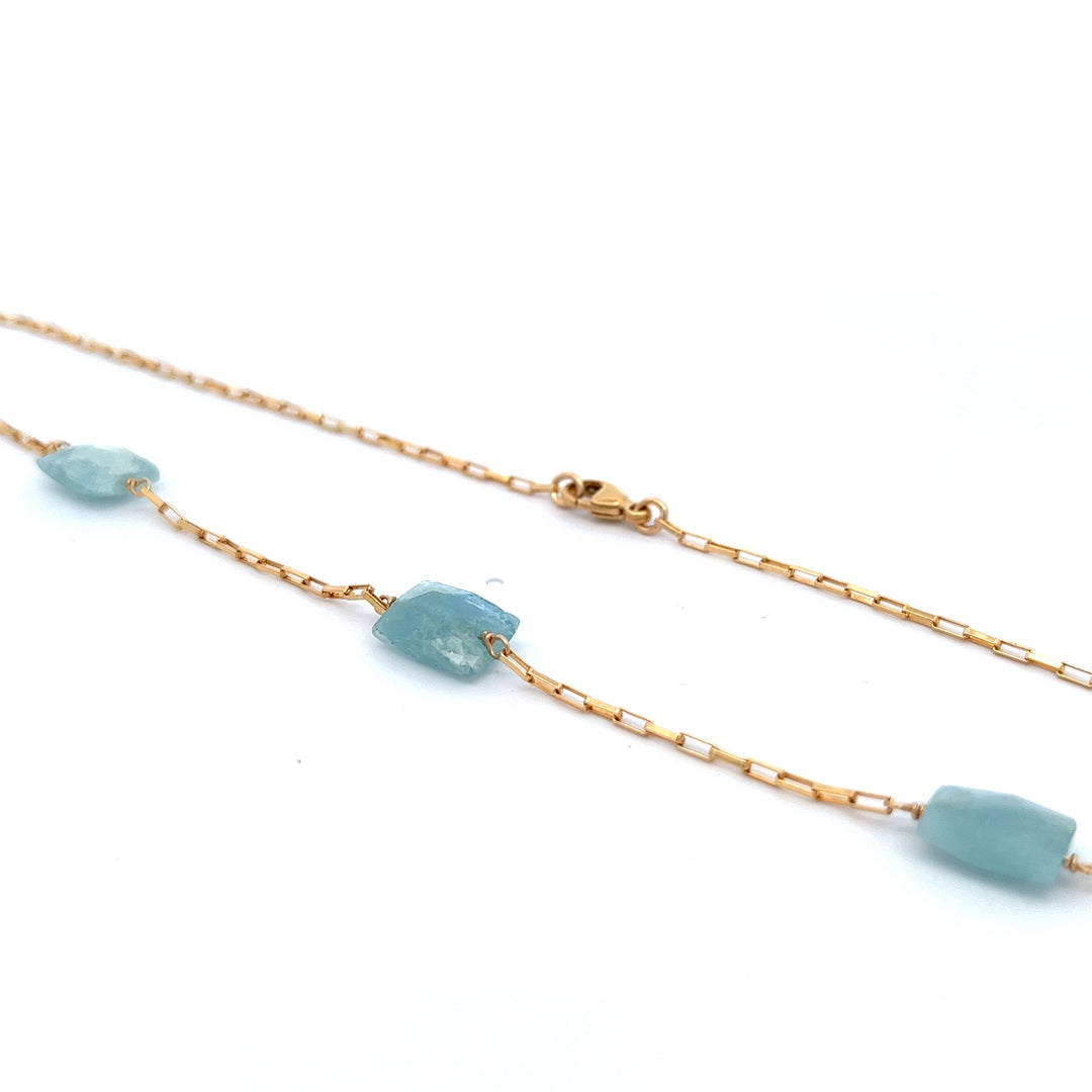 aegean - aquamarine triplet necklace - workshopunderground.com