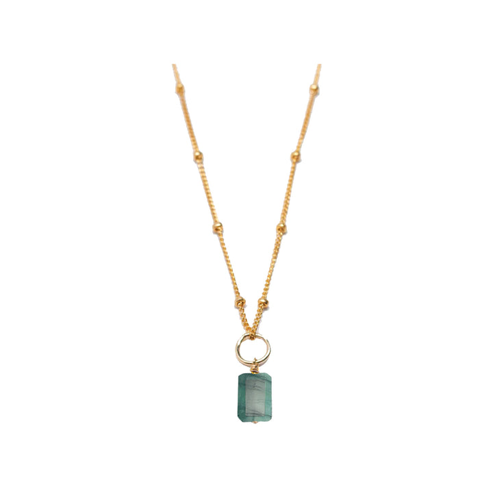 may - emerald - charm necklace