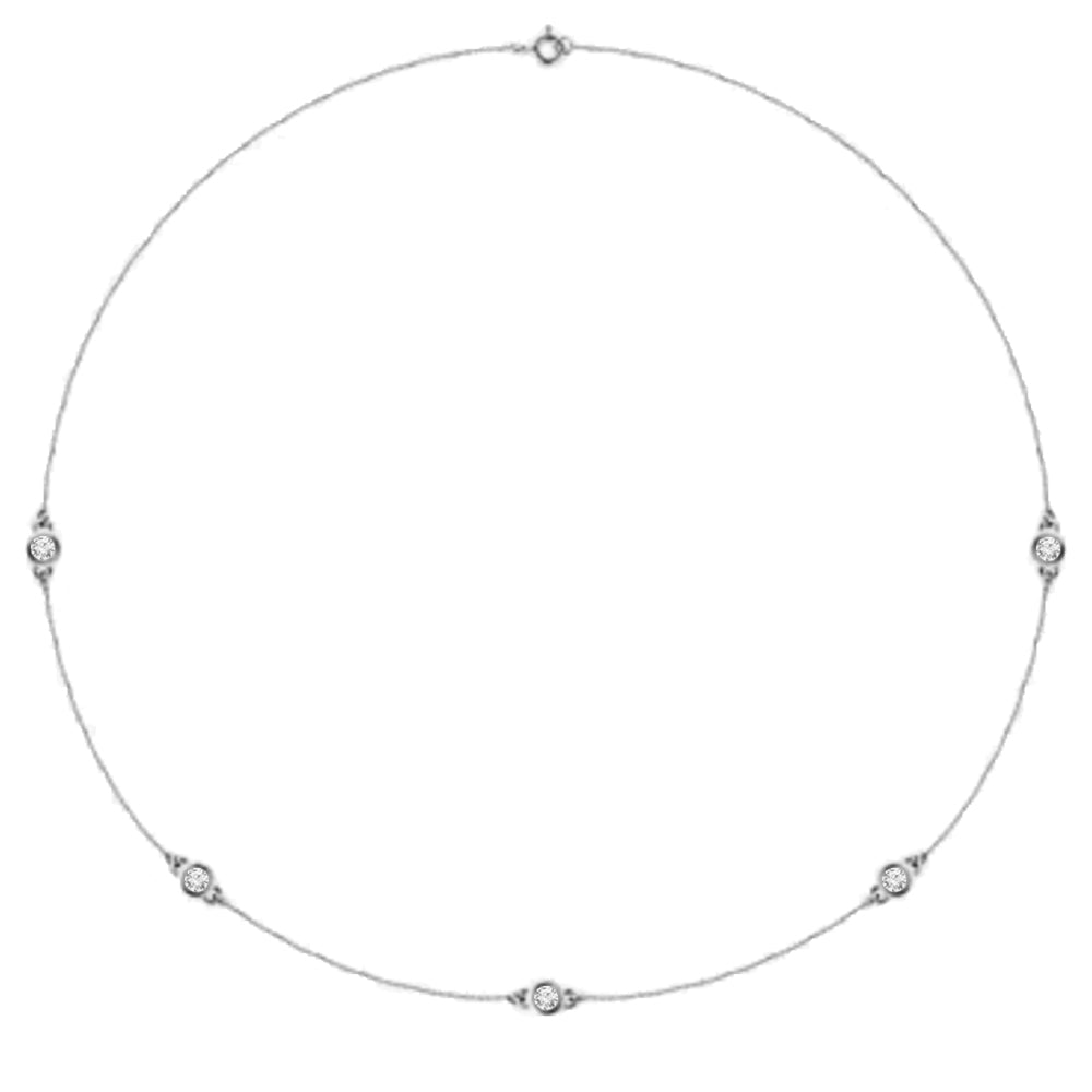 14K diamond 5 station bezel necklace - 1/4 ctw to 1 ctw - workshopunderground.com