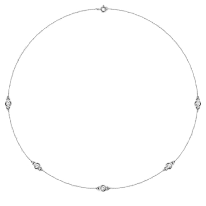 14K diamond 5 station bezel necklace - 1/4 ctw to 1 ctw - workshopunderground.com