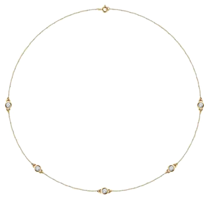 14K diamond 5 station bezel necklace - 1/4 ctw to 1 ctw - workshopunderground.com