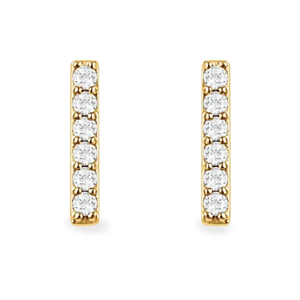 14K diamond 6-stone bar earrings - workshopunderground.com