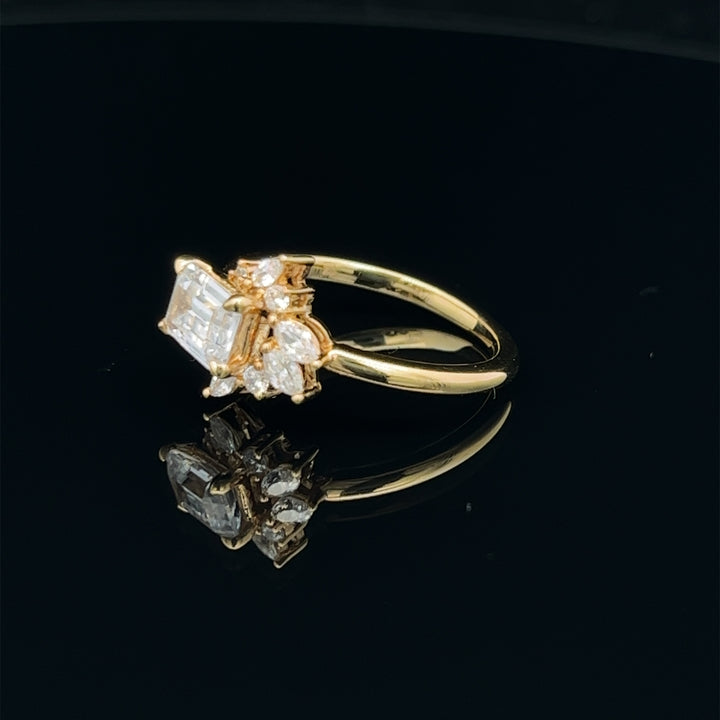 1 1/2 ctw emerald-cut diamond engagement ring with marquise diamond accents - workshopunderground.com