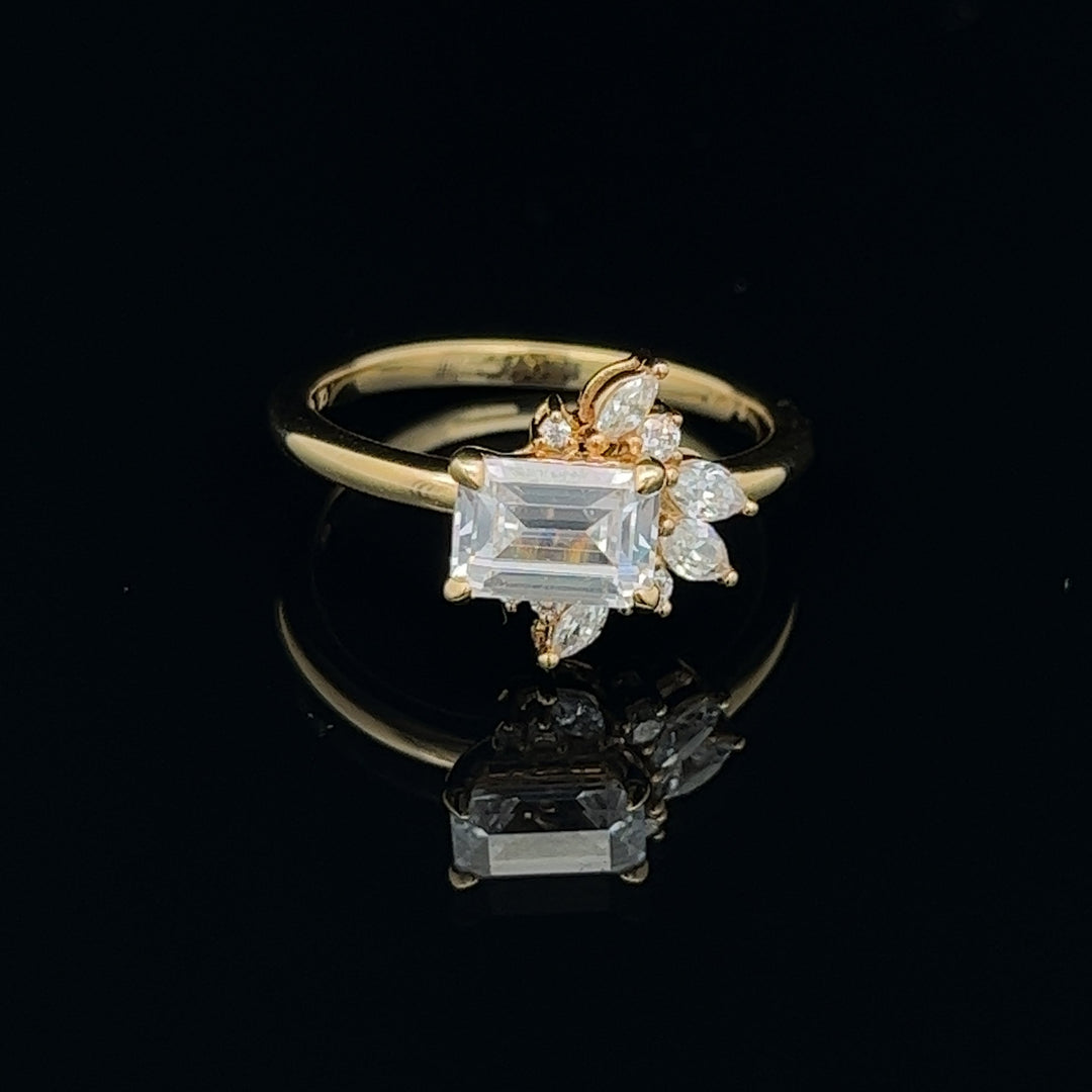 1 1/2 ctw emerald-cut diamond engagement ring with marquise diamond accents - workshopunderground.com
