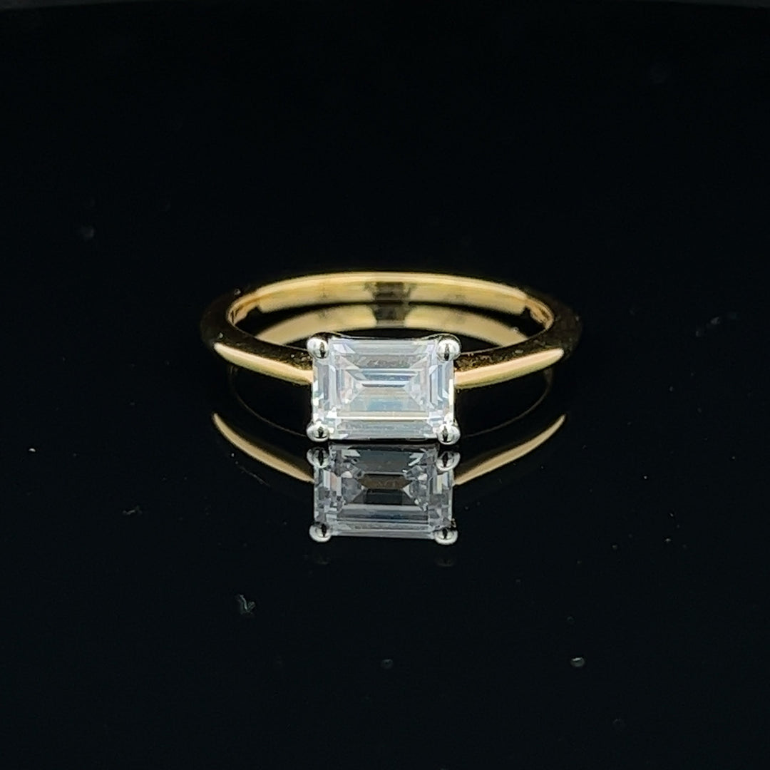 1 ctw east-west emerald-cut diamond engagement ring - workshopunderground.com