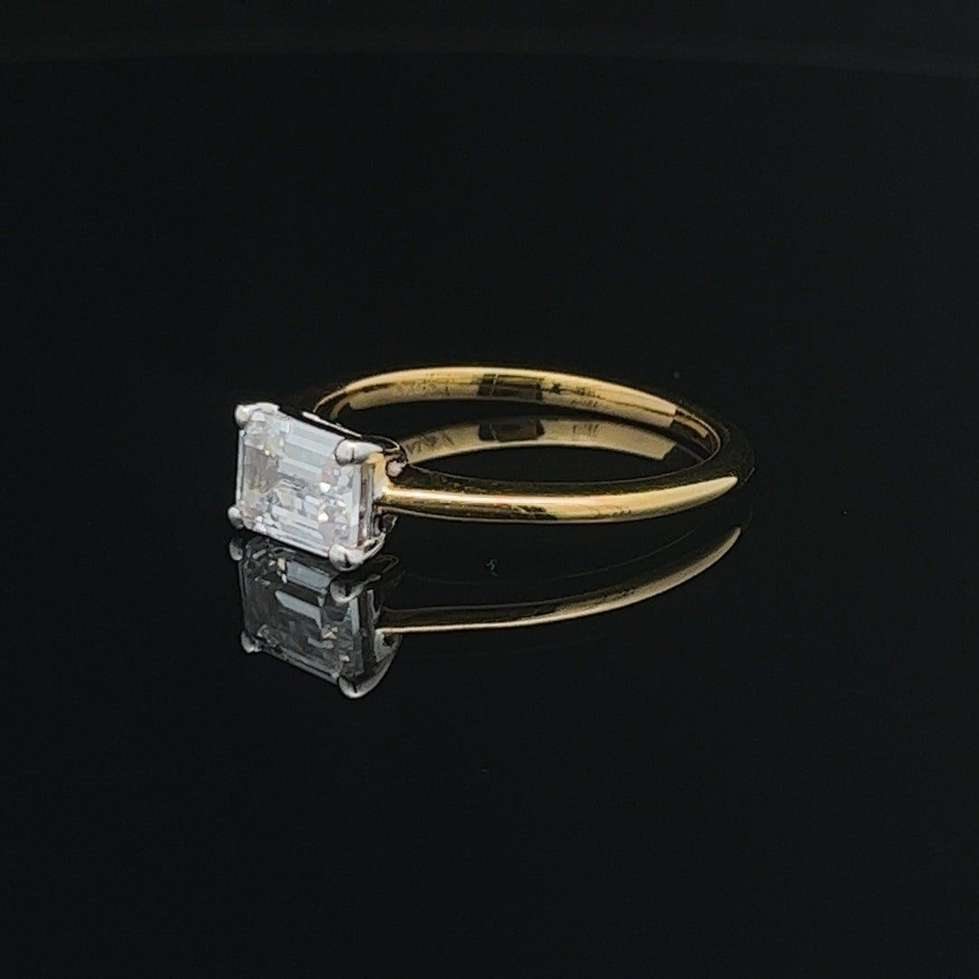 1 ctw east-west emerald-cut diamond engagement ring - workshopunderground.com