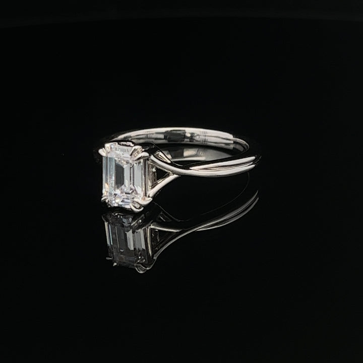1 ctw double claw emerald-cut diamond engagement ring - workshopunderground.com