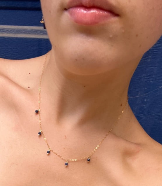 silk road - sapphire 5-charm necklace - workshopunderground.com