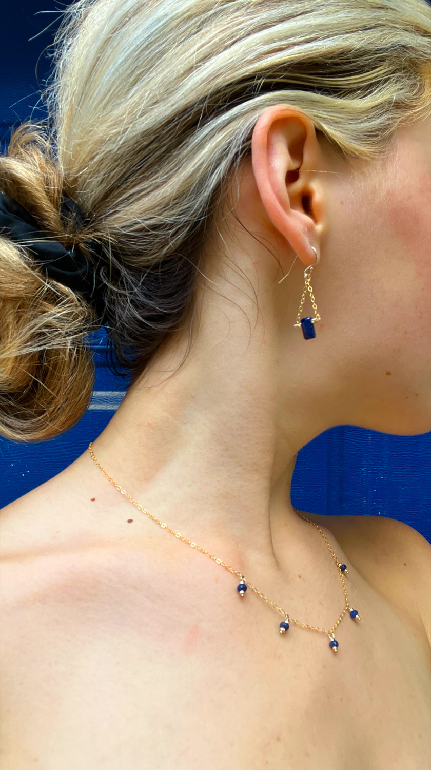 silk road - sapphire baguette trapeze earrings - workshopunderground.com