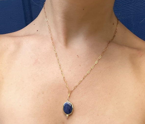 silk road - sapphire bezel necklace - workshopunderground.com