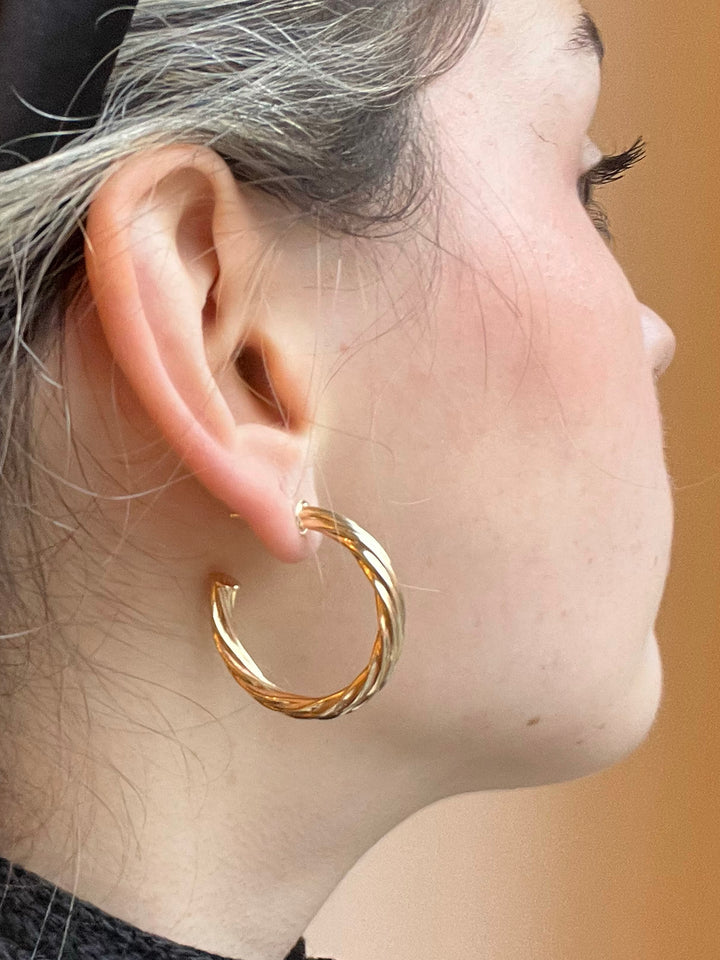 14K-gold-filled large twisted rope hoops - workshopunderground.com