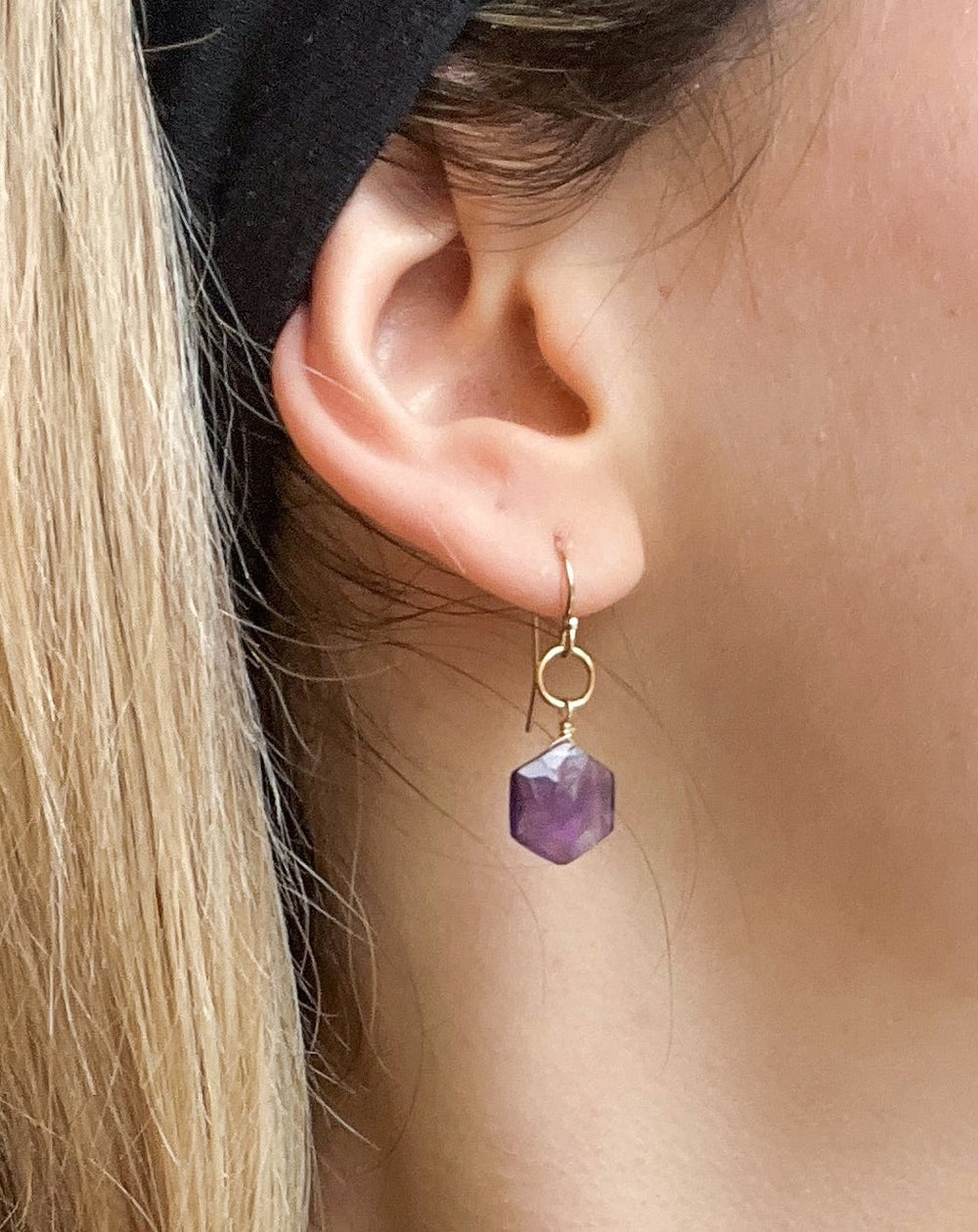 L'amethyste - hexagon drop earrings - workshopunderground.com