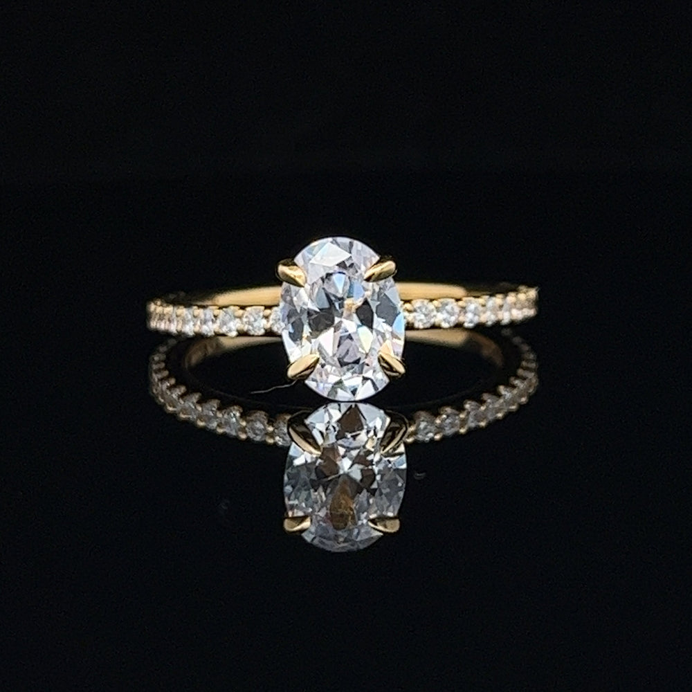 1 1/2 ctw oval diamond engagement ring with pave accents & hidden collar - workshopunderground.com