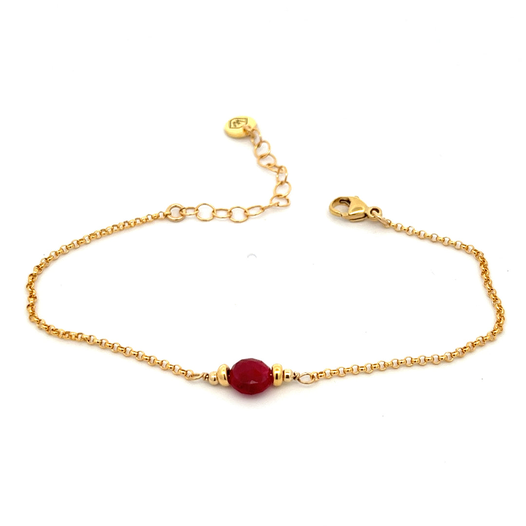 silk road - ruby faceted coin bracelet - workshopunderground.com