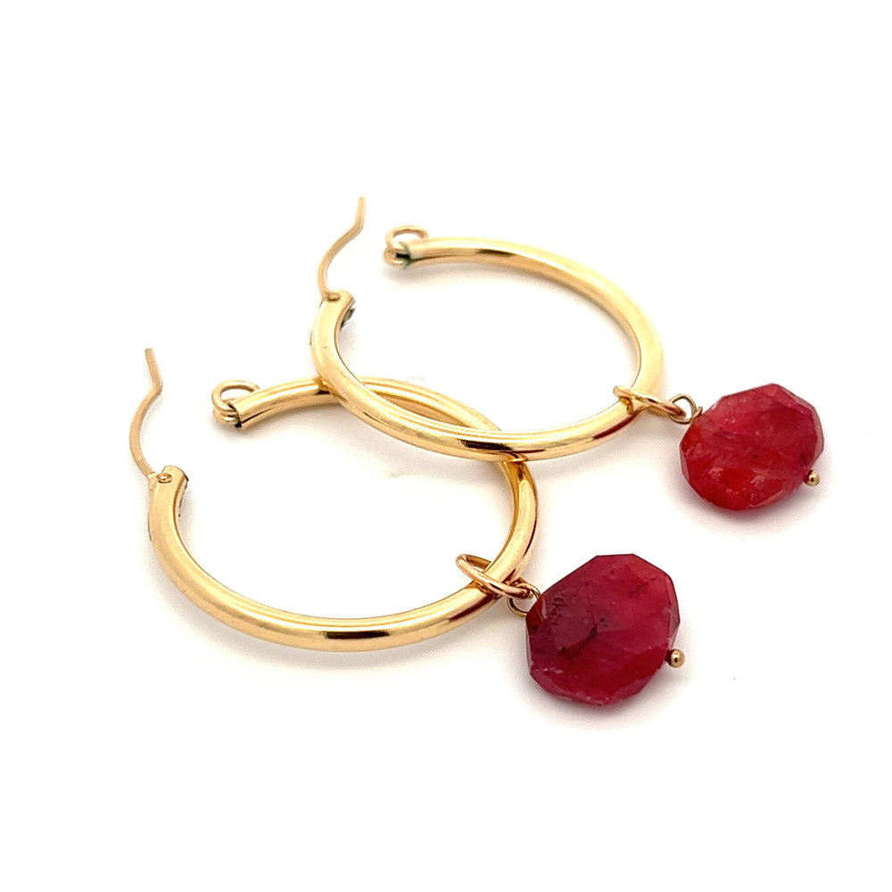 silk road - ruby barrel hoop earrings - workshopunderground.com