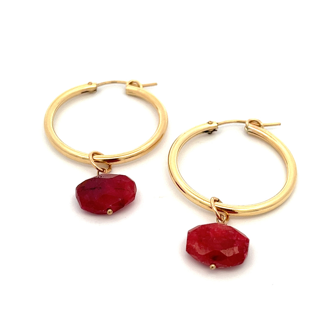 silk road - ruby barrel hoop earrings - workshopunderground.com