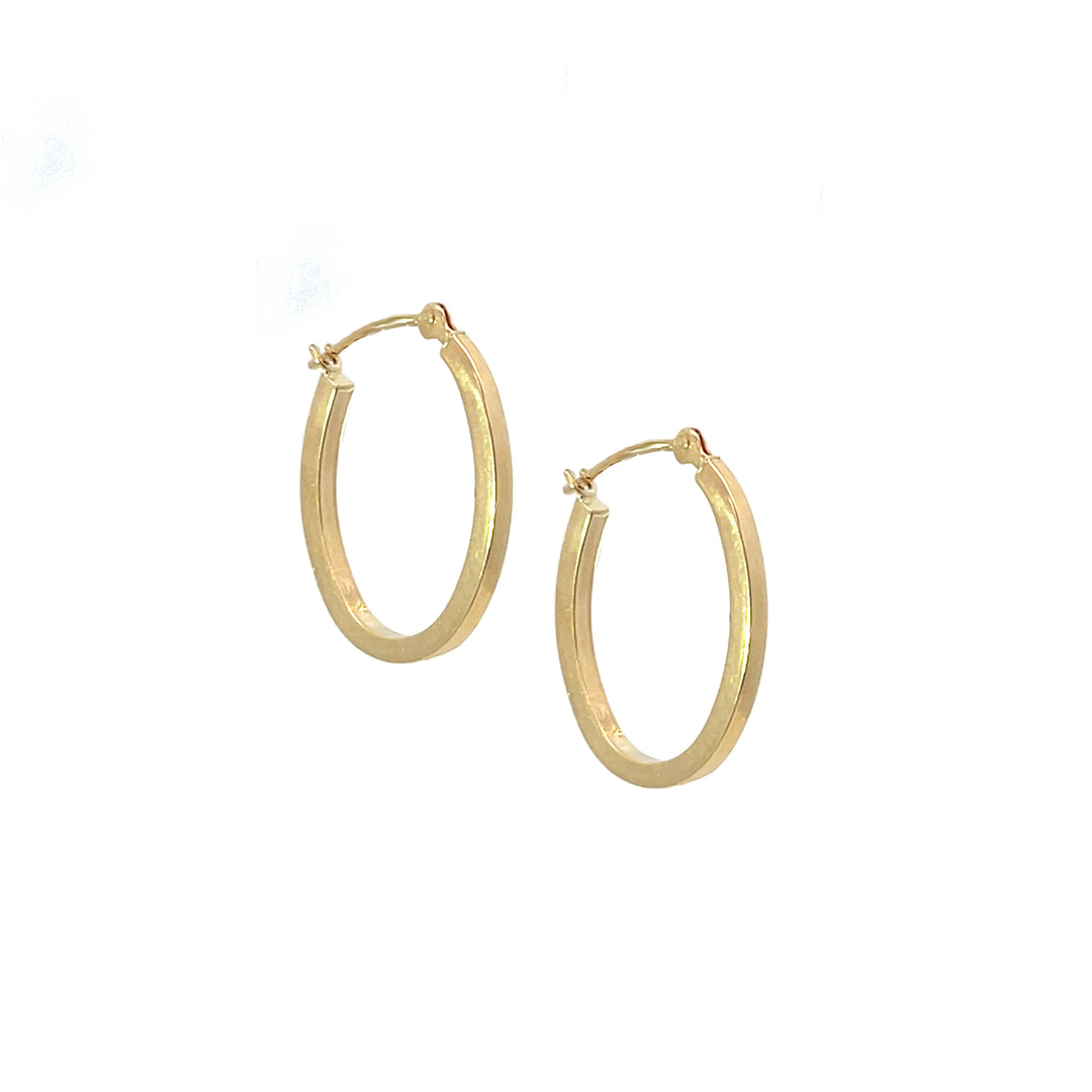 14K Flat Edge Oval Hoops, small