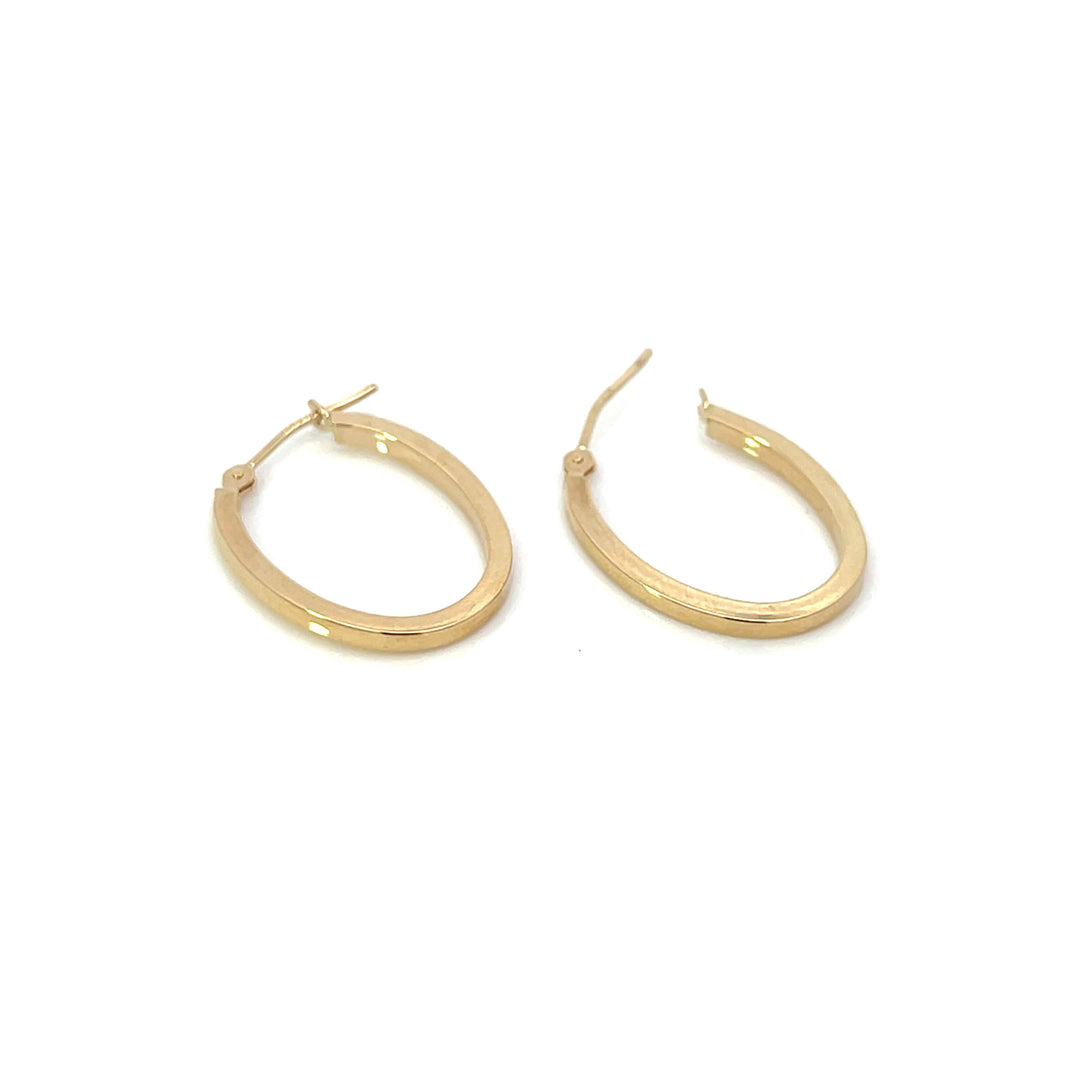 14K Flat Edge Oval Hoops, small