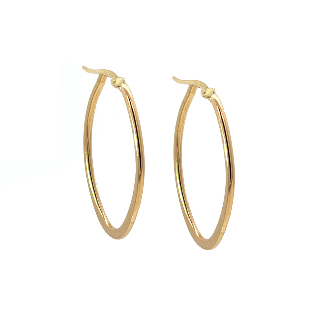 14K Flat Edge Oval Hoops, large