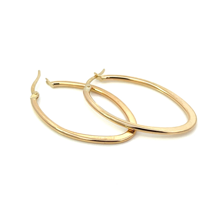 14K Flat Edge Oval Hoops, large