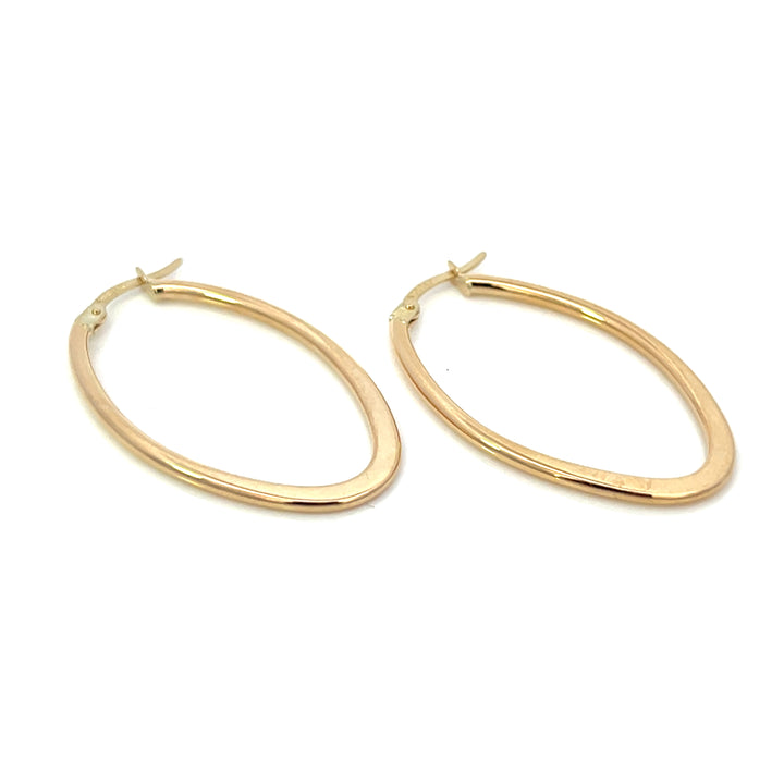 14K Flat Edge Oval Hoops, large