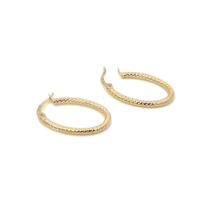 14K YG Rope Oval Hoops