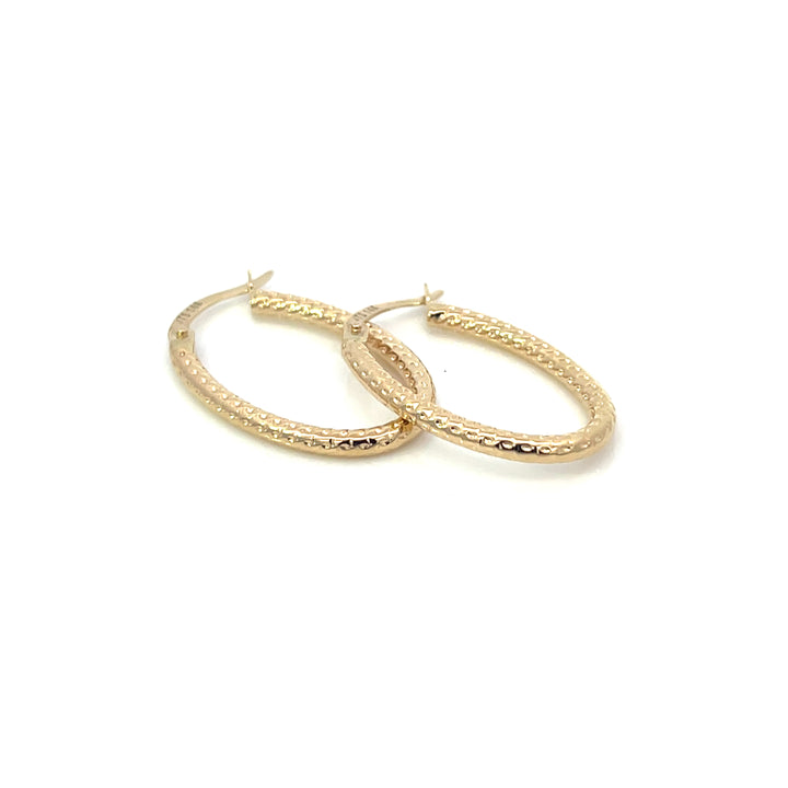 14K YG Rope Oval Hoops