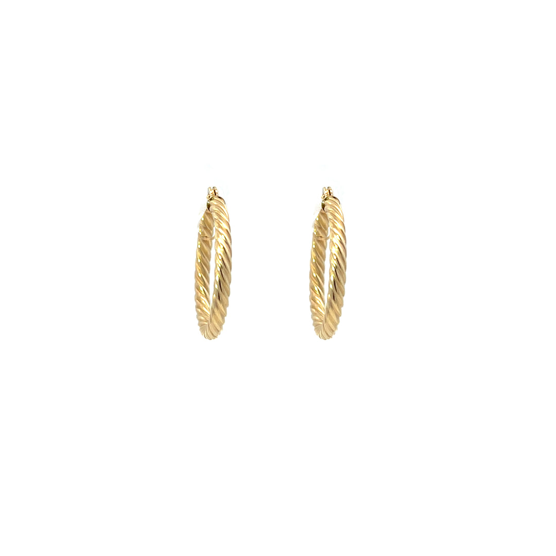 14K YG Rope Round Hoops, medium