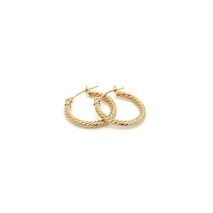 14K YG Rope Round Hoops, medium