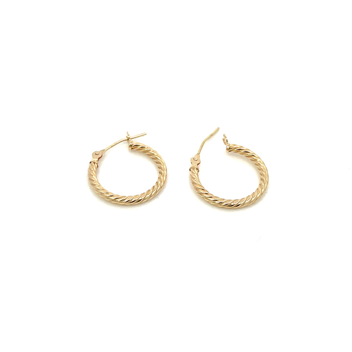 14K YG Rope Round Hoops, medium