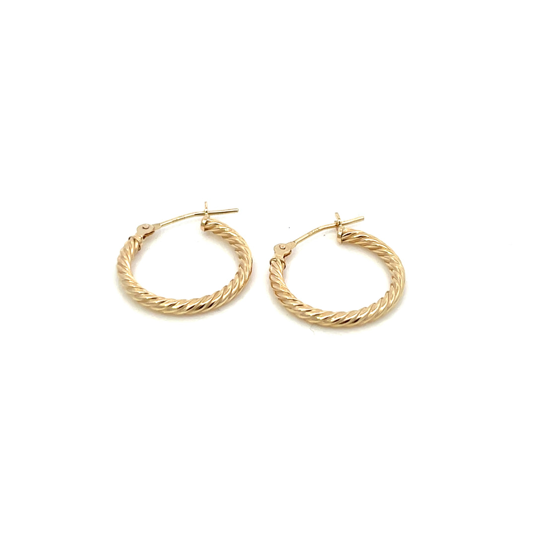 14K YG Rope Round Hoops, medium