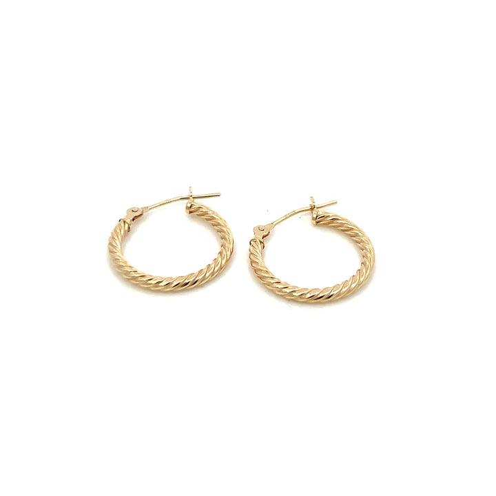 14K YG Rope Round Hoops, medium