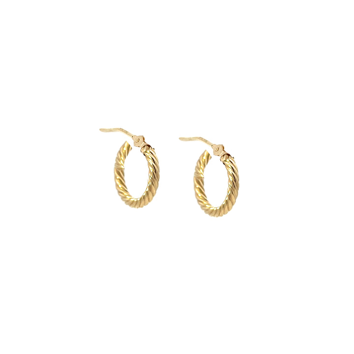 14K YG Rope Round Hoops, small