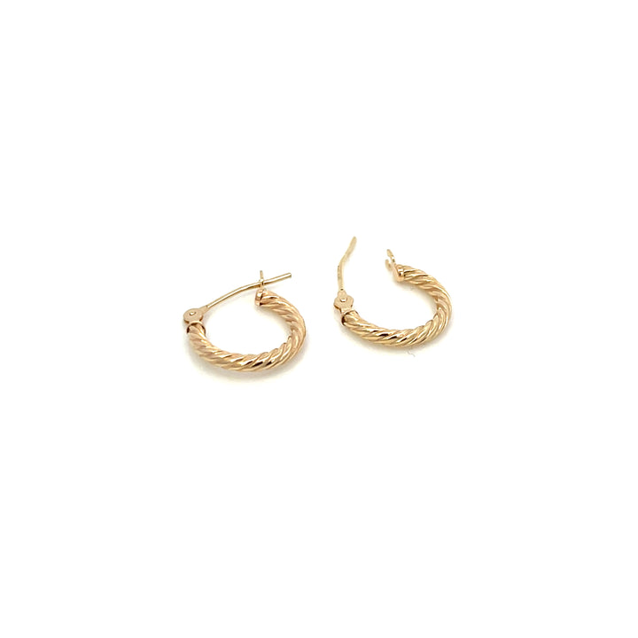 14K YG Rope Round Hoops, small