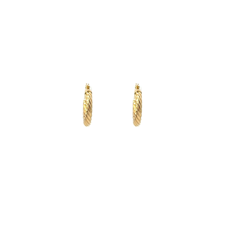 14K YG Rope Round Hoops, small