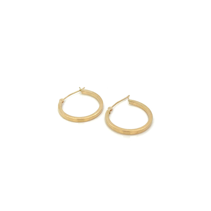 14K YG Flat Edge Round Hoops, small