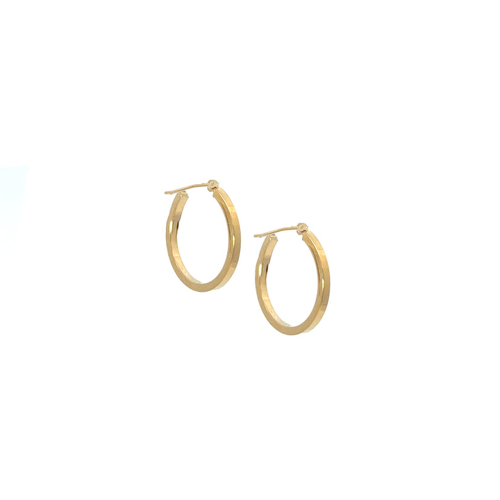 14K YG Flat Edge Round Hoops, small