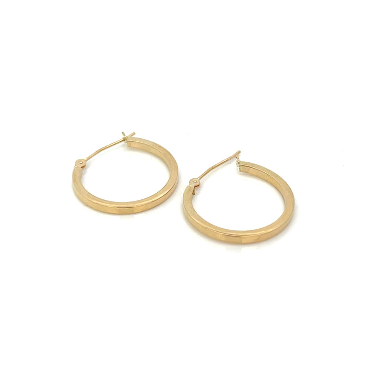 14K YG Flat Edge Round Hoops, medium