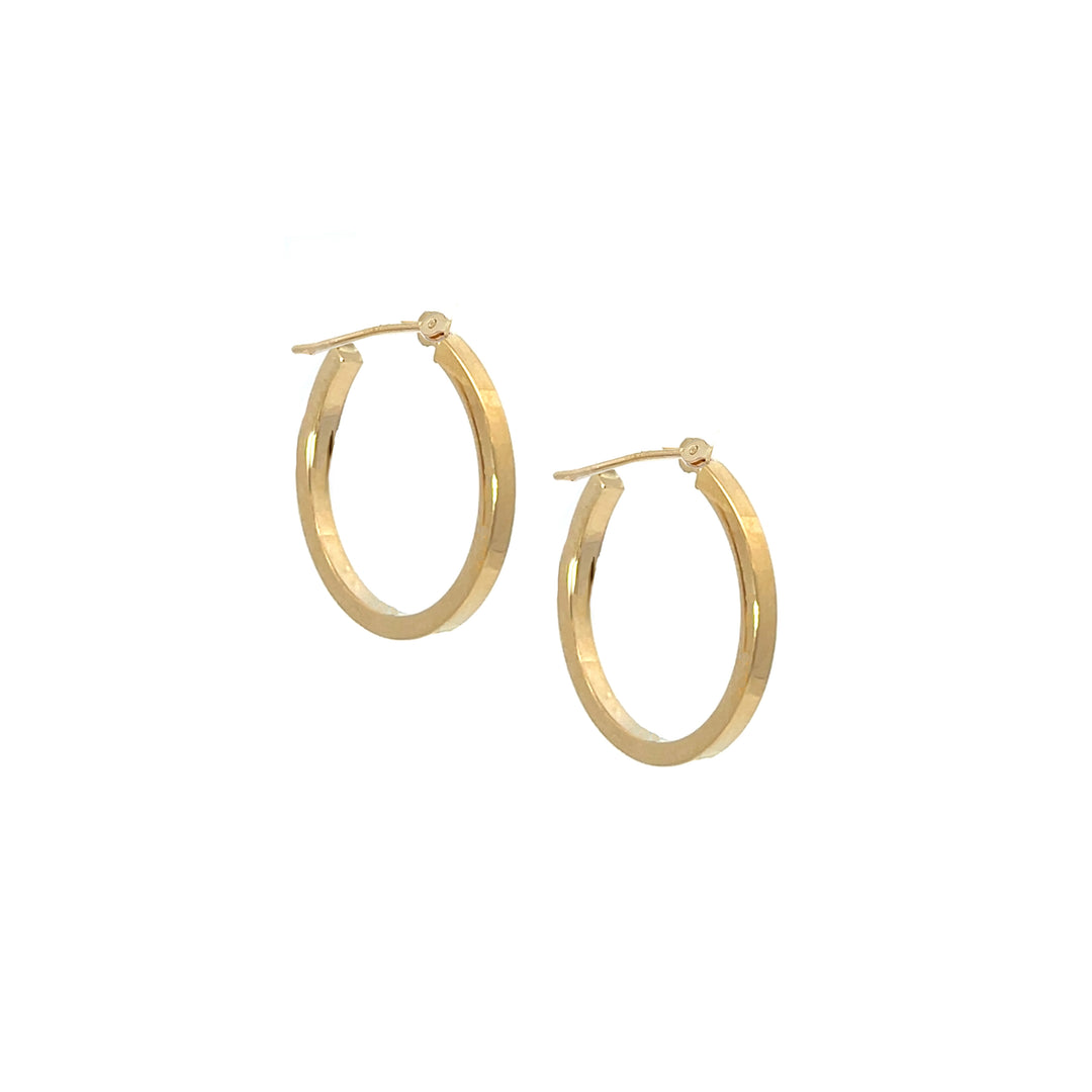 14K YG Flat Edge Round Hoops, medium